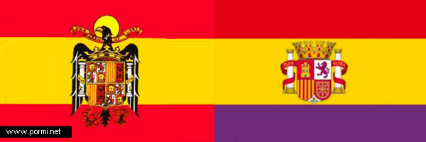 La bandera del aguilucho y la  tricolor de la segunda república