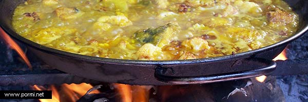 Paella de bacalao y coliflor