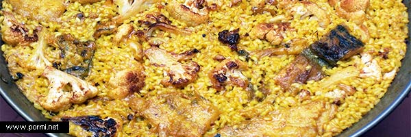 Paella de bacalao y coliflor